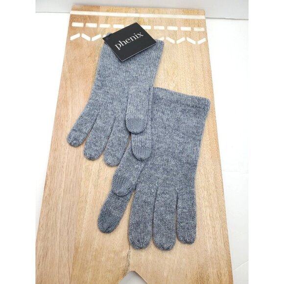 Phenix Gray Cashmere 100% Knit Gloves - Picture 1 of 5